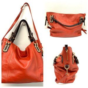 Red Lavorazione Artigianale Leather Handbag ITALY